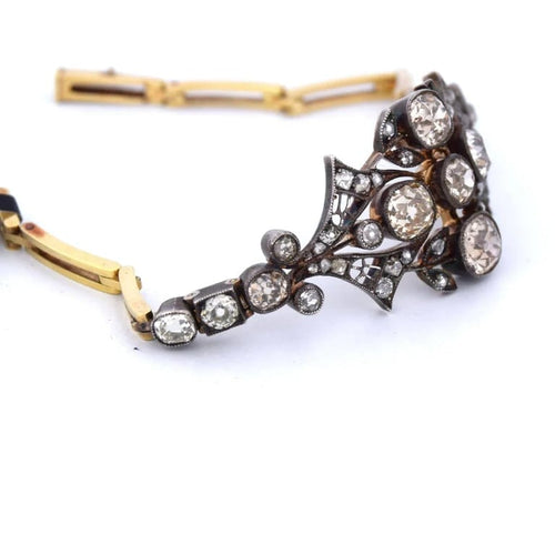 Bracelet Bracelet victorien en or rose 18 carats, argent et diamants 58 Facettes BR94