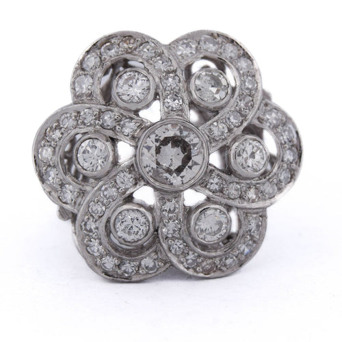 Bague 51 Bague Art déco en platine avec diamants 58 Facettes AN546 - P11 (06719)