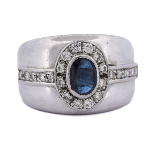 Bague 58 Bague vintage en or blanc, saphir et diamants 58 Facettes AN498 '(00419)