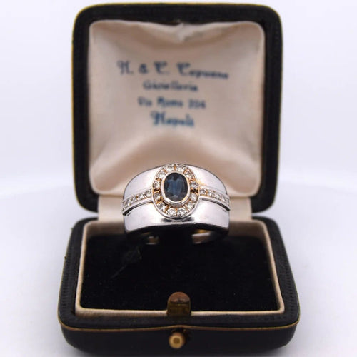 Bague 58 Bague vintage en or blanc, saphir et diamants 58 Facettes AN498 '(00419)