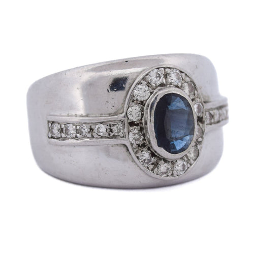 Bague 58 Bague vintage en or blanc, saphir et diamants 58 Facettes AN498 '(00419)