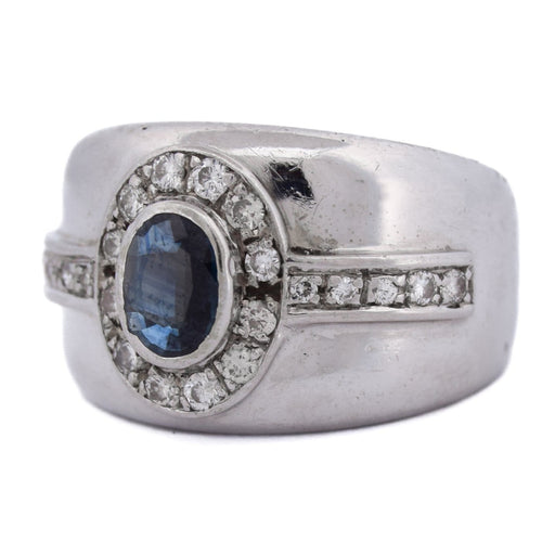 Bague 58 Bague vintage en or blanc, saphir et diamants 58 Facettes AN498 '(00419)