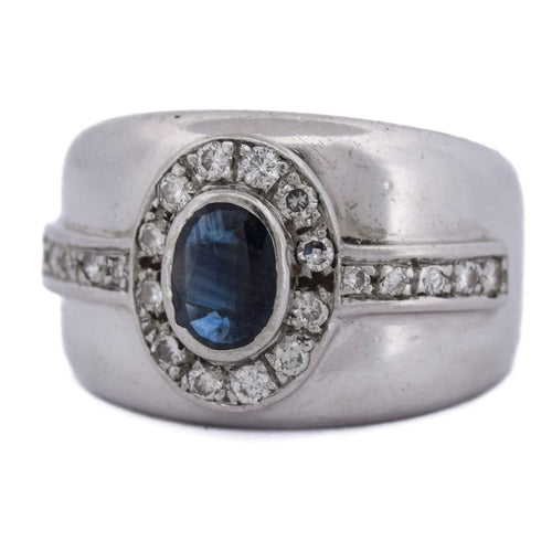Bague 58 Bague vintage en or blanc, saphir et diamants 58 Facettes AN498 '(00419)