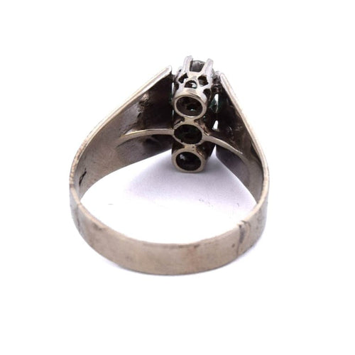 Bague 57 Bague vintage en or blanc 18 carats avec émeraude et diamants 58 Facettes AN497 '(0569)