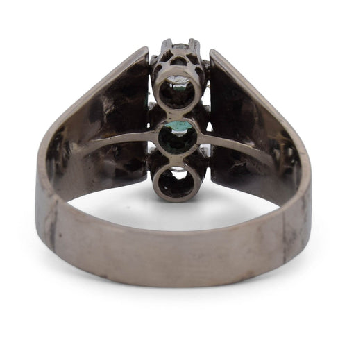 Bague 57 Bague vintage en or blanc 18 ct, émeraude et diamants 58 Facettes AN497 112-367 (0569)