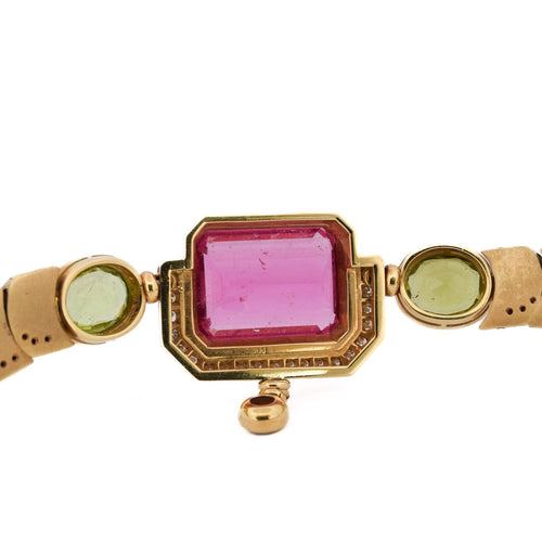 Collier Mancadori - Collier vintage en or jaune 18 carats, tourmaline, péridots et diamants 58 Facettes CL103 '(002119)