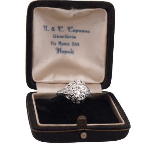 Bague 48 Bague Art déco en platine et diamants, diamant central 1,30 ct 58 Facettes