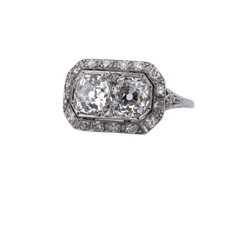 Bague 59 Bague Art déco en platine et diamants 58 Facettes