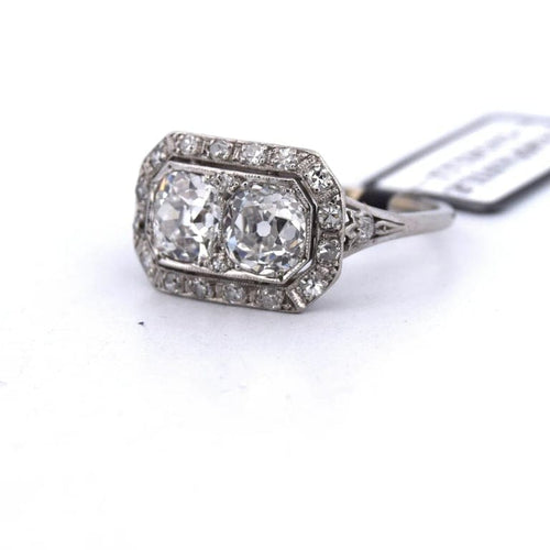 Bague 59 Bague Art déco en platine et diamants 58 Facettes