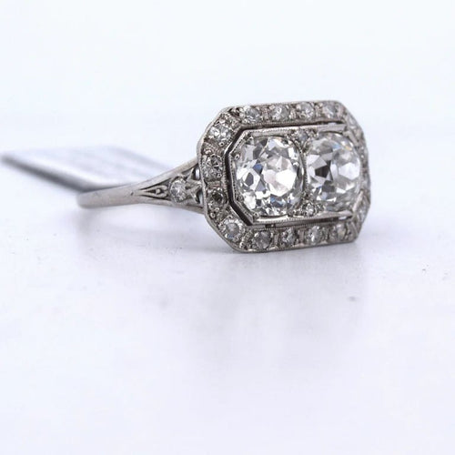 Bague 59 Bague Art déco en platine et diamants 58 Facettes