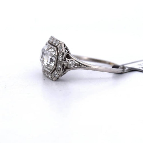 Bague 59 Bague Art déco en platine et diamants 58 Facettes