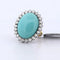 Bague 54 Bague vintage en or blanc 18 carats avec turquoise cabochon et diamants 58 Facettes AN503
