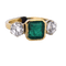 Bague 56 Bague vintage en or jaune 18 carats avec émeraude et diamants 58 Facettes AN525