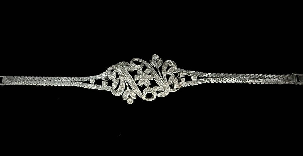 Bracelet Bracelet en or blanc 18 carats serti de 4 carats de diamants 58 Facettes