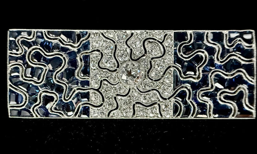 Broche Broche Art déco en platine sertie de saphirs et diamants 58 Facettes