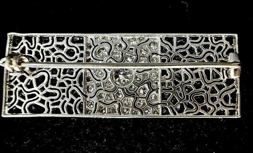Broche Broche Art déco en platine sertie de saphirs et diamants 58 Facettes