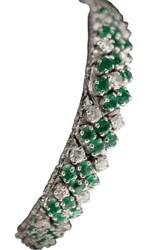 Bracelet Bracelet en or blanc 18 carats pavé de diamants et émeraudes 58 Facettes