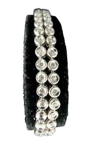 Bracelet Bracelet rivière double en or blanc 18 carats et 80 diamants 58 Facettes