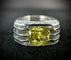 Bague 56 Bague en platine - Diamant jaune taille radiant 3,28 ct 58 Facettes