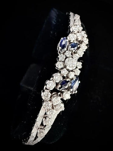 Bracelet Bracelet maille écaille en or blanc 18 carats, diamants et saphirs 58 Facettes