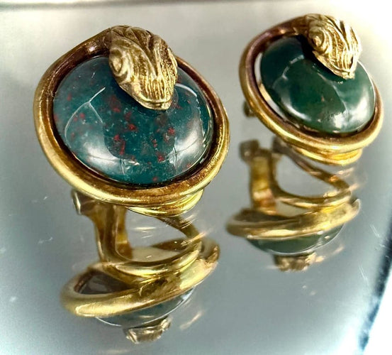 Boucles d'oreilles Boucles d’oreilles serpent en or jaune 14 carats et jaspe 58 Facettes