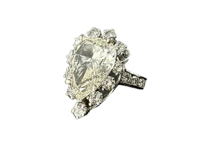 Bague 54 Bague en or blanc 18 carats avec diamant poire 5 carats 58 Facettes