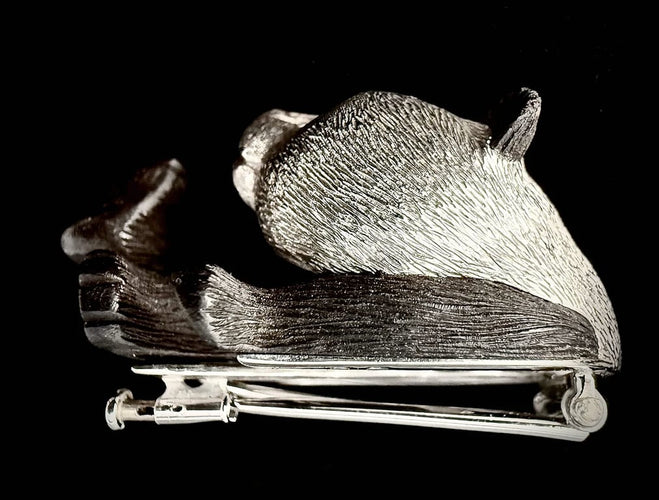 Broche Gallopin - Broche panda en or blanc 18 carats et ébène 58 Facettes