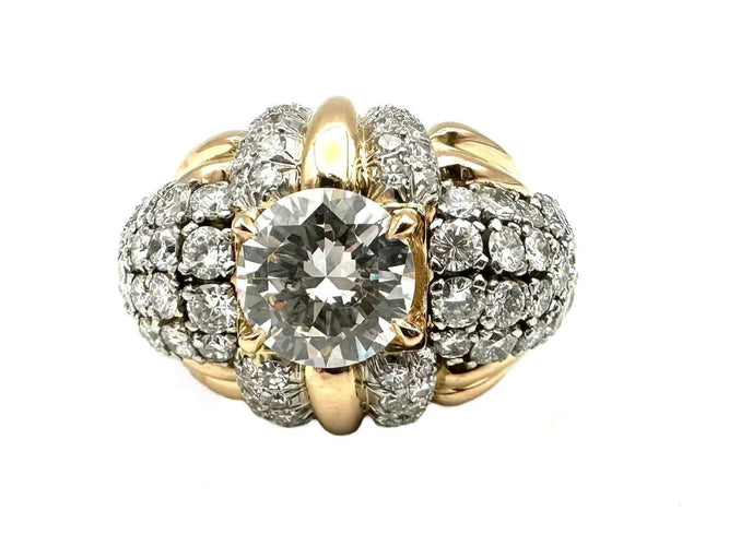 Bague 55 Bague vintage vers 1950 en or 18K, platine et diamants 58 Facettes