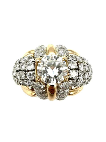 Bague 55 Bague vintage vers 1950 en or 18K, platine et diamants 58 Facettes