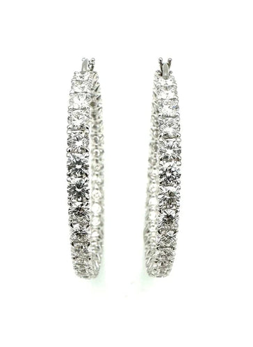 Boucles d'oreilles Mouawad - Créoles en or blanc 18 carats et diamants 7,90 ct 58 Facettes