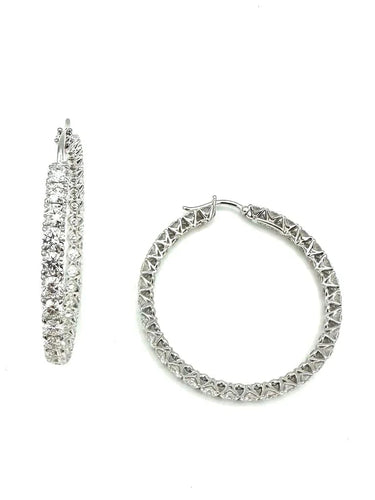 Boucles d'oreilles Mouawad - Créoles en or blanc 18 carats et diamants 7,90 ct 58 Facettes