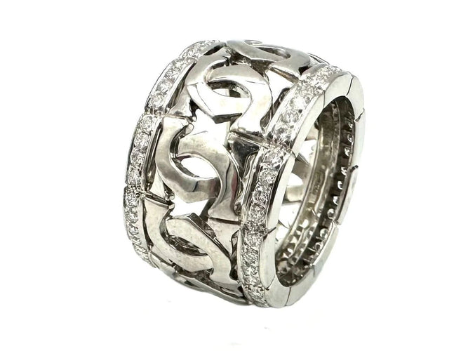 Bague 52 Cartier Entrelacés - Bague en or blanc et diamants 58 Facettes