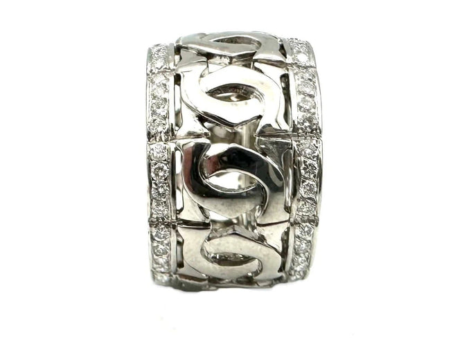 Bague 52 Cartier Entrelacés - Bague en or blanc et diamants 58 Facettes