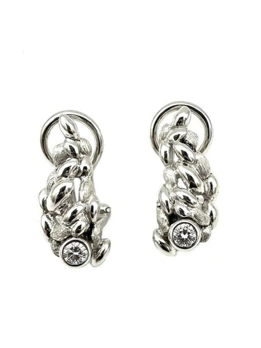 Boucles d'oreilles Gilbert Albert - Boucles d’oreilles clips en or blanc 18K et diamants 58 Facettes