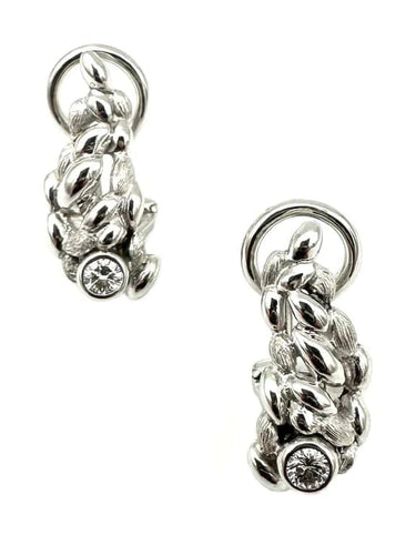 Boucles d'oreilles Gilbert Albert - Boucles d’oreilles clips en or blanc 18K et diamants 58 Facettes