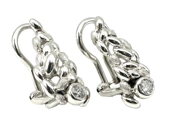 Boucles d'oreilles Gilbert Albert - Boucles d’oreilles clips en or blanc 18K et diamants 58 Facettes