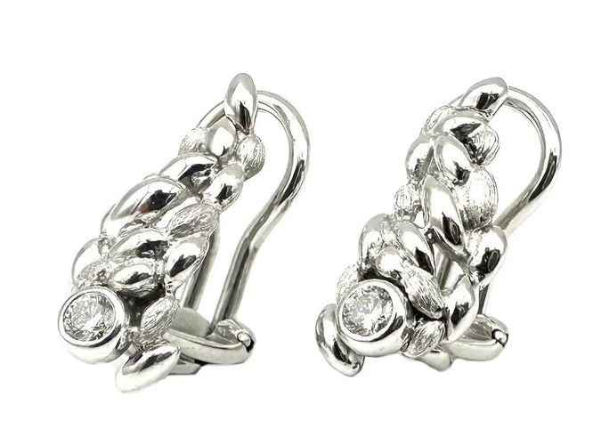 Boucles d'oreilles Gilbert Albert - Boucles d’oreilles clips en or blanc 18K et diamants 58 Facettes