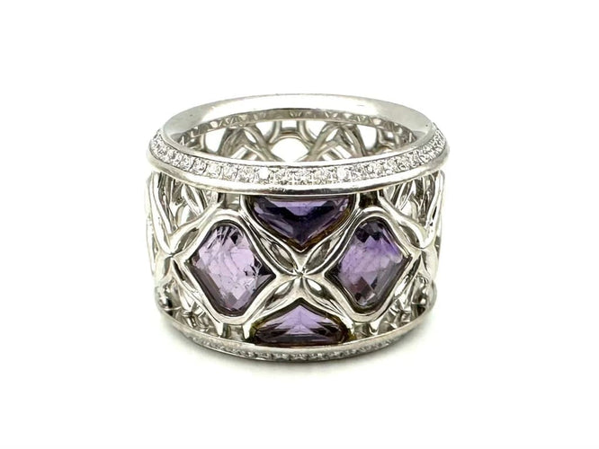 Bague 54 Chopard Impériale - Bague en or blanc 18K avec améthystes et diamants 58 Facettes