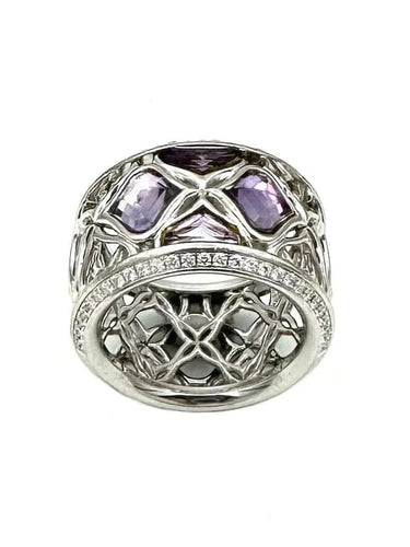 Bague 54 Chopard Impériale - Bague en or blanc 18K avec améthystes et diamants 58 Facettes