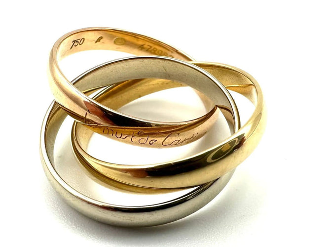 Bague 53 Cartier Trinity - Alliance 3 ors 18K vintage 58 Facettes