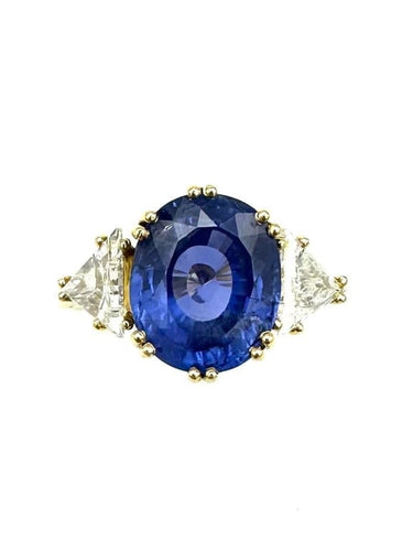 Bague 58 Bague en or jaune 18K avec saphir 7,39 ct et diamants 58 Facettes