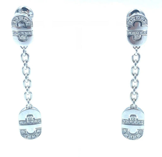 Boucles d'oreilles Bvlgari Parentesi - Boucles d’oreilles en or blanc 18K et diamants 58 Facettes