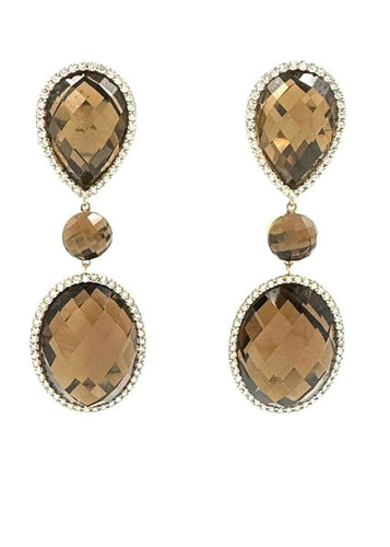 Boucles d'oreilles Roberto Coin - Boucles d'oreilles en or rose, quartz et diamants 58 Facettes
