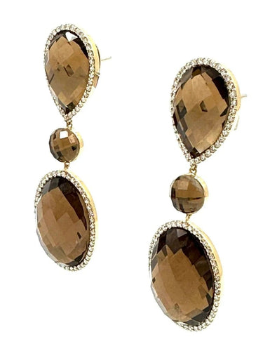 Boucles d'oreilles Roberto Coin - Boucles d'oreilles en or rose, quartz et diamants 58 Facettes
