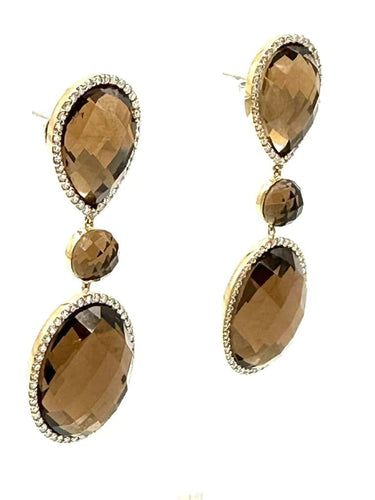 Boucles d'oreilles Roberto Coin - Boucles d'oreilles en or rose, quartz et diamants 58 Facettes