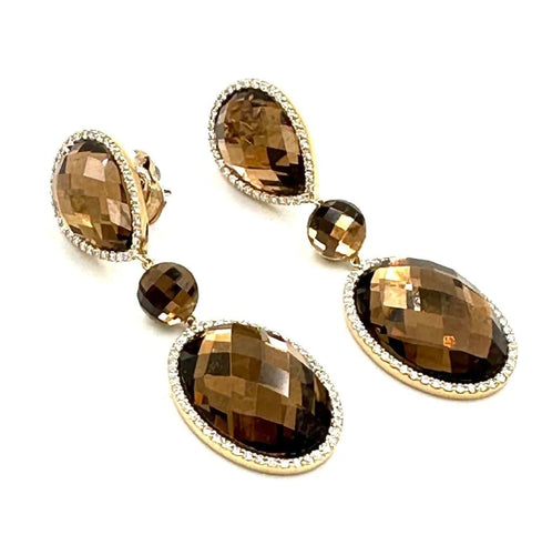 Boucles d'oreilles Roberto Coin - Boucles d'oreilles en or rose, quartz et diamants 58 Facettes