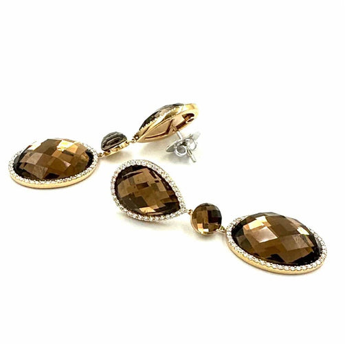Boucles d'oreilles Roberto Coin - Boucles d'oreilles en or rose, quartz et diamants 58 Facettes