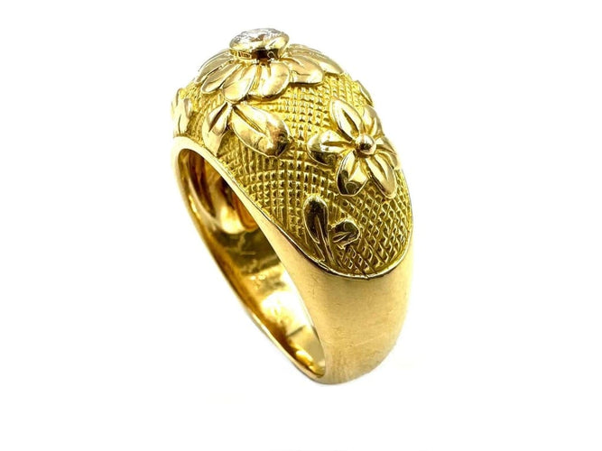 Bague 57 Van Cleef & Arpels - Bague jonc vintage en or jaune 18K et diamant 58 Facettes