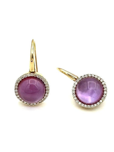 Boucles d'oreilles Roberto Coin - Boucles d’oreilles dormeuses en or rose 18K améthystes et diamants 58 Facettes
