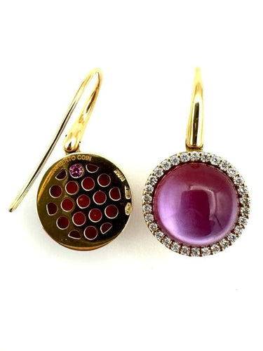 Boucles d'oreilles Roberto Coin - Boucles d’oreilles dormeuses en or rose 18K améthystes et diamants 58 Facettes